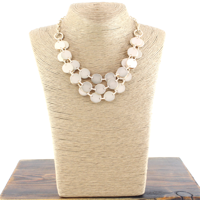 3 Row Round Disk Chain Necklace