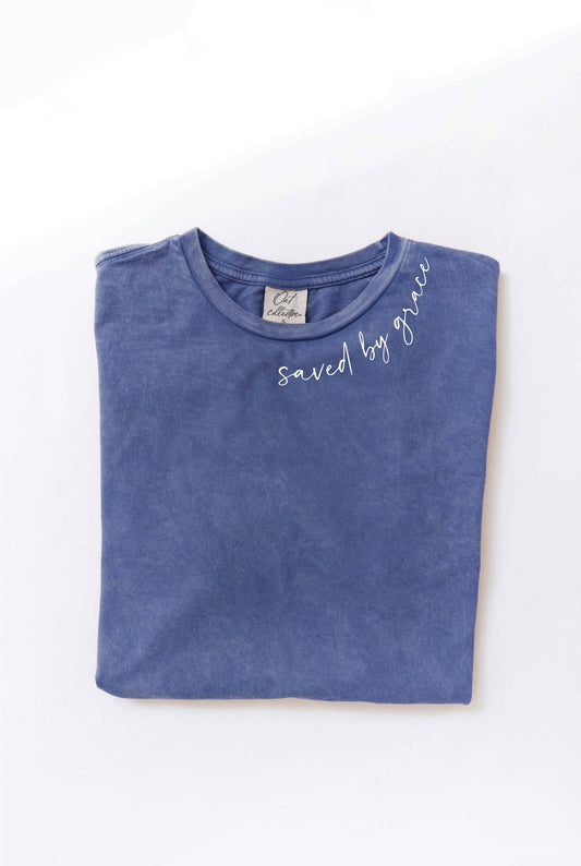 SAVED BY GRACE Mineral Washed Graphic Top